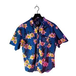 Hawaiian Tropical Floral Button Up Shirt LOT of 5 Short Sleeve Sizes L-XL